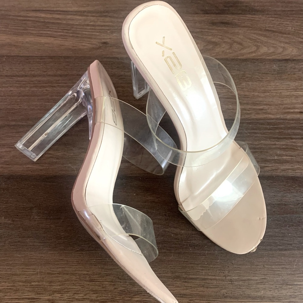 Perseplex double strap clear heels